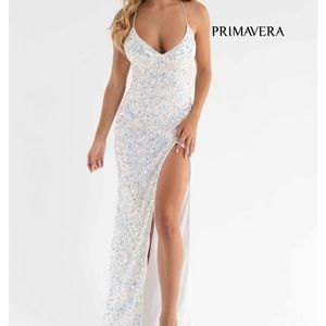 Open Back sequence white dress